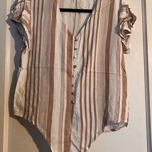 Striped Brown and White Women's Top